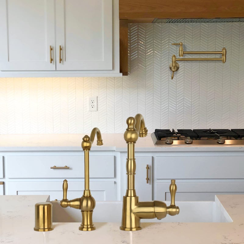 Akicon Brushed Gold Brass Finish Kitchen Dishwasher Air Gap Cap, brass Air Gap Cover - Image 2